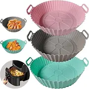 [LEOLAMVAED] 3-Pack Silicone Air Fryer Liner, 7.8 Inch, Fits 3.5-7QT, Compatible with Philips, Ninja, Instant Pot, Cosori