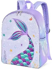 WERNNSAI Kids Backpack - School Bag Children's Backpack for Kids Girls Boys, Mermaid Sequins a, 15 Inch