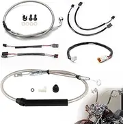 TIGERSGATE 12" Softail Cables Kit Handlebar Extended CAN-Bus & Front Turn Signal Wiring Harness & Brake Line & Clutch Cable & Throttle by Wire (TBW) Kit for 2020-2023 Softail with ABS, Chrome