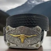 Tony Lama Black Leather Concho Belt Size 26 NWT C60103