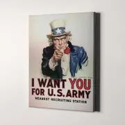 Uncle Sam - I Want You for US Army America USA Military Canvas Print Wall Art
