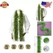 Fluffy 2-Yard Ostrich Feather Boa in Vibrant Lime Green for Stylish Occasions