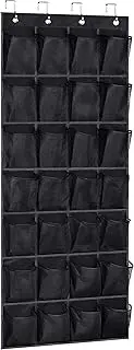 [AOODA] 28 Mesh Large Pockets Over The Door Shoe Organizer, Hanging Shoe Organizer for Closet Sneaker Holder Hanger, Black