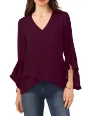 VINCE CAMUTO Flutter Sleeve Crossover Top 6C 2308-