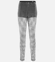 [Prada] Prada Embellished mesh pants AU 6 silver