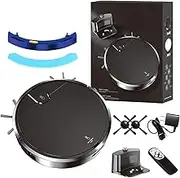 Smart Dual-Mode Robot Vacuum, Smart Robot Vacuum and Mop 2-in-1 Combo, Robots Vacuums, Tangle-Free Tech, Strong Suction Power, Auto Recharge, Ultra-Slim Quiet for Hard Floor, Carpet (Black)
