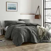 Teddy Fleece Quilt Cover Set - Charcoal