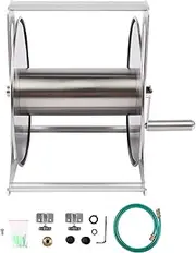 Topyond Hose Reel Wall Mount Garden Hose Reels Stainless Steel Automatic Protecting Storage for Home Garden Car Wash Outdoor (EU Plug)