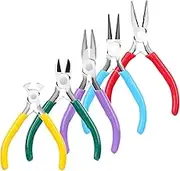 Swpeet 5Pcs Jewelry Pliers, Mini Jewelry Making Tools with Needle/Round/Bent Nose Pliers, Wire Cutters, End Nipper, for Jewelry Making, Wire Wrapping, Crafts