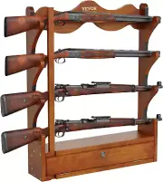 VEVOE Gun Rack, Wood Gun Rack Wall Mount, Gun Display Rack Holds 4 Rifles, Sh...
