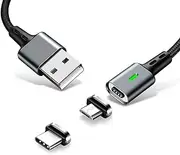 T Tersely Magnetic Charger Cable, 2in1 QC3.0 Quick Charge 1M USB Cable Micro USB Type C Charging for Samsung Galaxy Fold/Flip 4 3, S22 S21 S20 Note 20 Ultra/Plus, Google Pixel 6a/6/7 Pro