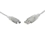 8Ware 1m USB 2.0 Cable A to Mini-USB B Male to Male Transparent Cord Extension