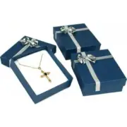 6 Bow Tie Boxes Pendant Earrings Blue Silver Display