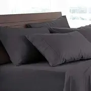 Plain Dyed Flannelette Sheet Set- Charcoal King