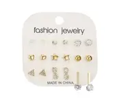 9 pairs of Earrings Creative Zircon Ear Nail Set Alloy Earrings Jewelry - GOLD