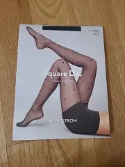 Nordstrom Sheer Dot Comfort Control Top Style No470498mi Pantyhose Black Size A