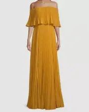 $395 Aidan by Aidan Mattox Women's Yellow Off-Shoulder A-Line Dress Size US 0