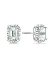 Forever Creations 14K 1.23 ct. tw. Diamond & Aquamarine Halo Earrings