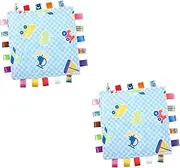 TOYANDONA 2 Pcs Sensory Touch Baby Blanket Fluffy Newborn Swaddle with Tag Blanket for Toddlers