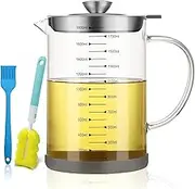 Bacon Grease Container with Strainer - 1800ML Large Capacity Frying Oil and Cooking Grease Storage Can with Lid,Oil Bottle with Filter for Cooking and Kitchen