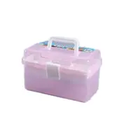 Ruida Small Double Layer Transparent Cartoon New Material PP Plastic Painting Tool Box PINK COLOR