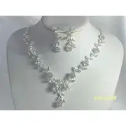 Silver vine rhinestone necklace set, wedding MOB prom party formal necklace set