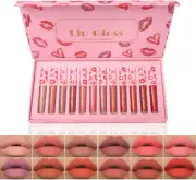 12PCS Matte Liquid Lipstick Makeup Set Kit, Long Lasting & Super Staying Wear No