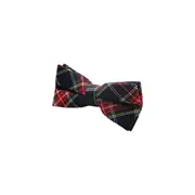 Mens Navy & Red Tarten Plaid Patterned Bow Tie