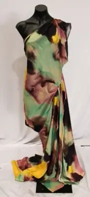 ASOS Design Women's Curve Satin Fallen Shoulder Maxi Dress BE5 Abstract US:24