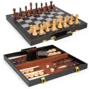 Chess Checkers Backgammon Set 3-in-1 Board Games Sets for Kids & Adults，15" F...