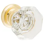 33mm Sophia Glass Cupboard Knob, Polished Brass