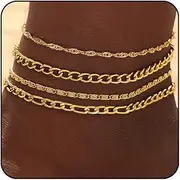 Sora Tuki Silver Ankle Bracelets for Women Gold Anklets for Women Waterproof Beach Jewelry Stainless Steel Pearl Paperclip Chain Cross Anklets Non Tarnish Summer Foot Jewelry