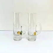 MADE IN POLAND 4" Etched Rose Cordial Shot Glass with Handle Aperitif