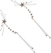 [BESTYASH] Unique Shape Pearl Earrings Wedding Bridal Ear Decor Tassel Ear Clip Jewelry