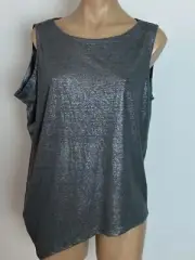 EILEEN FISHER Linen Jersey Shimmer Ash Sleeveless Tank Top Small S NWT $188