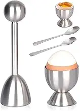 LUNCHS Egg Cracker Topper with Spoon,Egg Shell Cutter for Soft Boiled Eggs Stainless Steel Shell Remover Separator Kitchen Tools