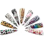 NIYANGLE 1set Leopard Grain Nail Art Stickers Colorful Self-Adhesive Decals for Manicure Easy Application Nail Art for Women for Home