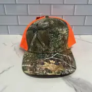 Mens Camo Hat Realtree Orange Trucker Hat Baseball Cap Mid Structured NEW Mesh