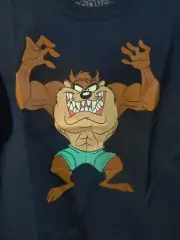 Looney Tunes Muscular Taz Boys Navy Tee Shirt