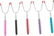 5Pcs Extendable Stainless Steel Barbecue Forks Ergonomic Roasting Sticks for Camping BBQ Grilling No Soaking Required Safe Long Handle for Meat Vegetable Skewers