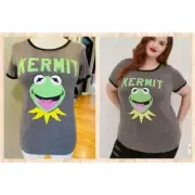 New Torrid Disney 00 (size M/L, ladies 10) Kermit the Frog Muppets Ringer TShirt