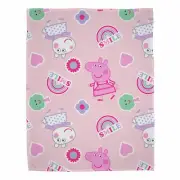 Peppa Pig Icon Blanket Soft Snuggling Fleece Kids Rainbow Hearts Flowers