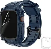 [Wristitani] Watch Strap with Bumper Case Compatible with Apple Watch Series 7, Protective Case with Built-in Watch Strap for iWatch, Apple Watch Band 45mm 41mm with Screen Protector