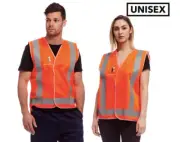 Hi Viz Vest Orange LARGE New Hi Vis Safety Work Wear Reflective Tape S5826