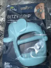 Bitzy Grip Silicone Baby Mitt Teether, Elephant - 3+ Months New In Sealed Pkg