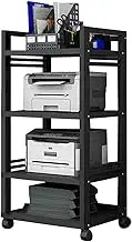4-Tier Removable AV Media Stand,Movable Record Player Stand,Adjustable Shelves,for Living Room Gaming Recording Studio,Load 150kg(Black)