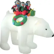 8 Foot Tall Christmas Inflatable 3 Penguins on Polar Bear LED Lights Outdoor Ind