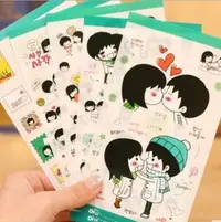 在飛比找Yahoo!奇摩拍賣優惠-韓國文具日記裝飾貼紙男孩女孩甜蜜情侶貼紙【5張入】19元