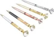 HAPINARY 5pcs Silver Metal Ballpoint Roller Pens Large Diamond Crystal Office School Supplies