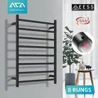 ACA Wall Round Electric Heated Towel Rack Stainless Warmer Rail 8 Bars Black AU